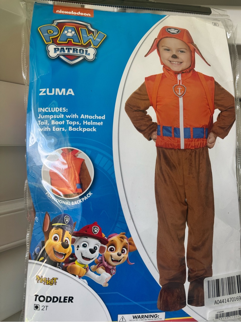PAW Patrol Zuma Toddler Costume - Orange & Brown, Official Nickelodeon